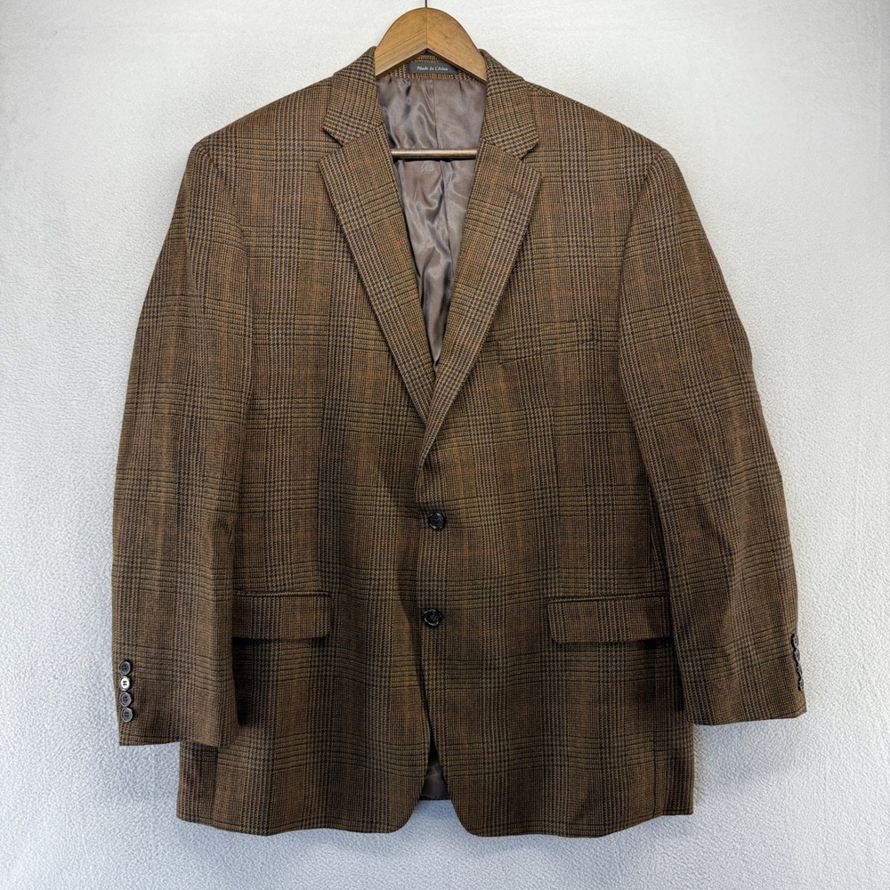 Vintage Lauren Ralph Lauren Blazer Jacket Men's 44 Brown Houndstooth Wool 90s